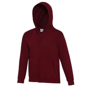 kids plain burgundy zipped hoodie
